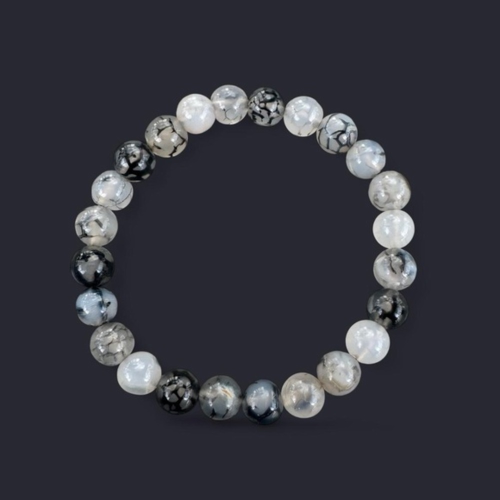 Dragon Vein Agate Gemstone Bead Bracelet 8mm